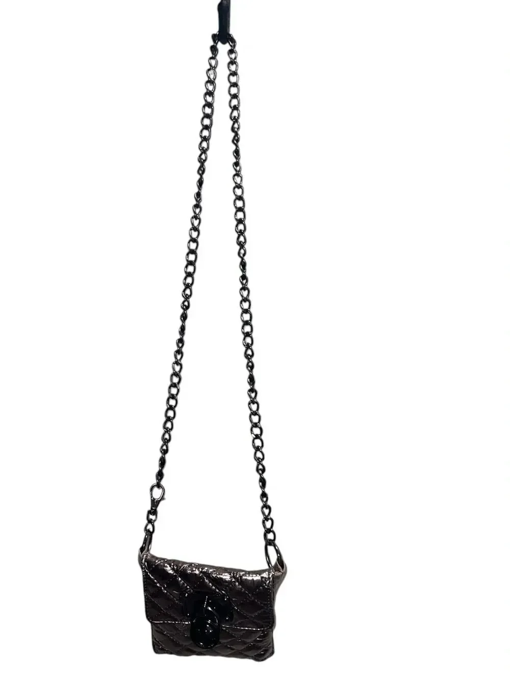 Michael Kors Metallic Bronze Quilted Crossbody Phone Bag Chain Strap Mini Purse
